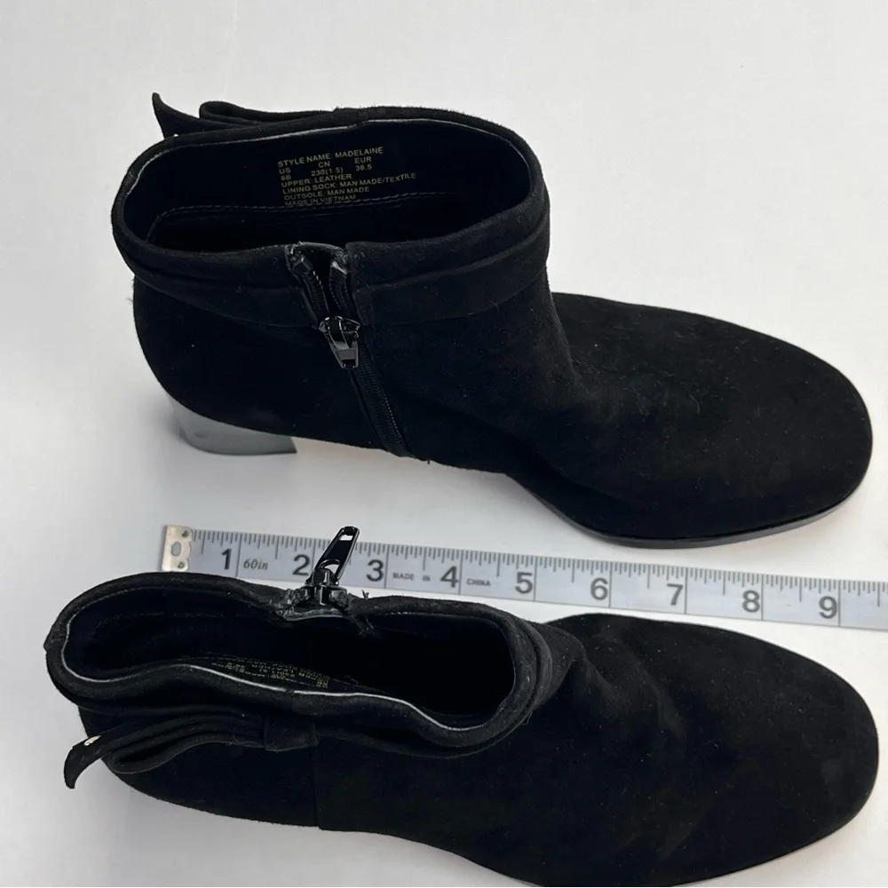 Kate‎ Spade Madelaine Womens Size 6B 6 Black Leather Suede Heeled Bootie Strap